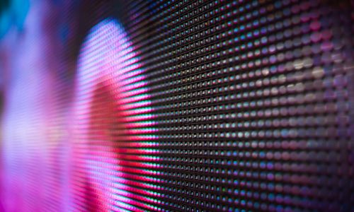 Detalle de pantalla LED utilizada en eventos y escenarios